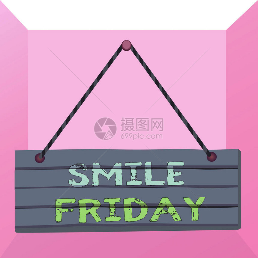 概念手写显示微笑星期五用于从新周开始表达幸福的概念意义木板钉销彩色图片