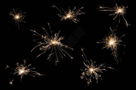 黑色背景的火花系列图像新年和圣诞概念FreewYearandChri图片