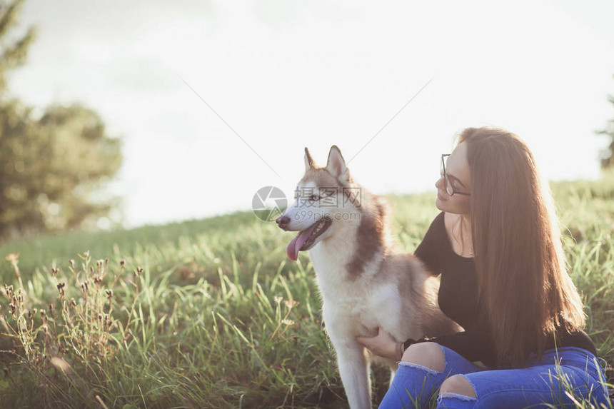 女孩和她的狗图片