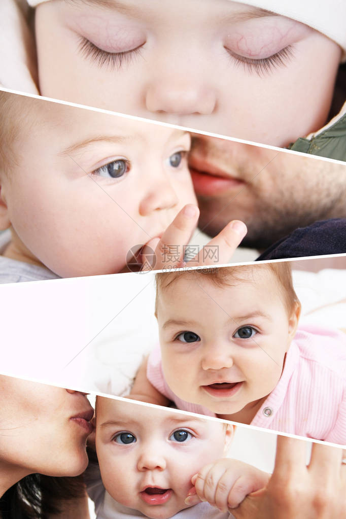 婴儿与父母一起睡觉微笑同父母在一起健康的婴图片