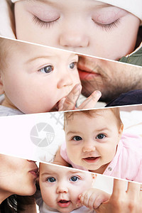 婴儿与父母一起睡觉微笑同父母在一起健康的婴图片