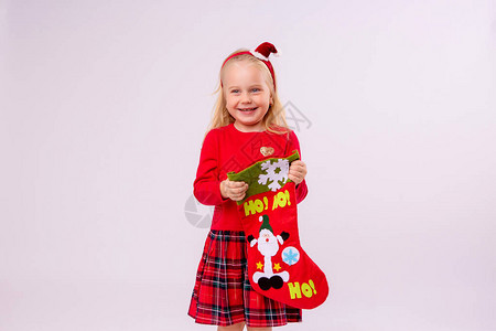 圣诞节穿袜子的可爱小女孩图片