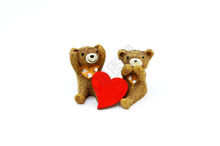 两只红心熊可爱的小玩具熊图片