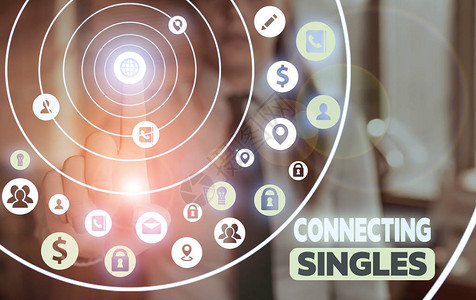 概念手写显示连接单打概念意味着单身人士在线约会网站图片