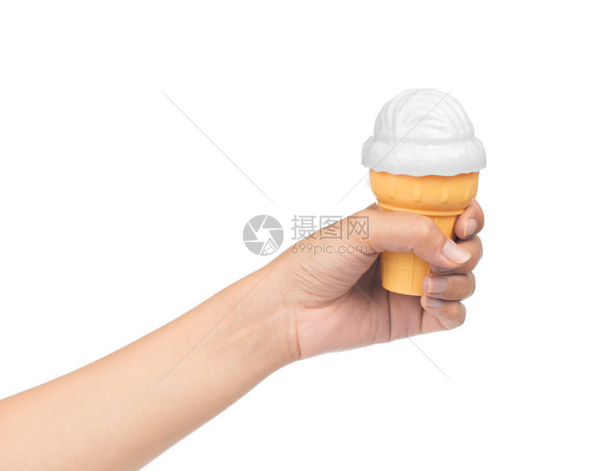 手握着Vanila冰淇淋甜筒图片