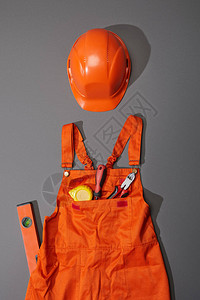 橙色头盔和衬服的顶部视图图片