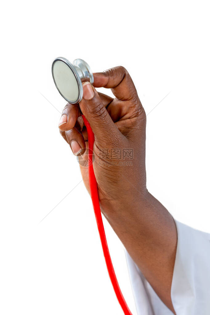 近距离的医生手握着一个听诊器图片