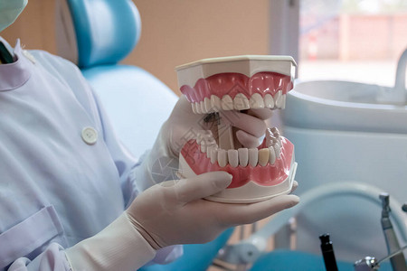 牙科诊所的假牙医用它与病人沟通请查看InfoFin图片