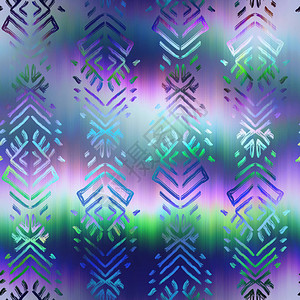 紫色绿和蓝色与数字民族部落图案叠加的超现实渐变色混合柔软流动的超现实幻想图形设计无缝重复光栅jp背景图片