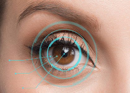 在扫描过程中近视女眼部视网膜图片