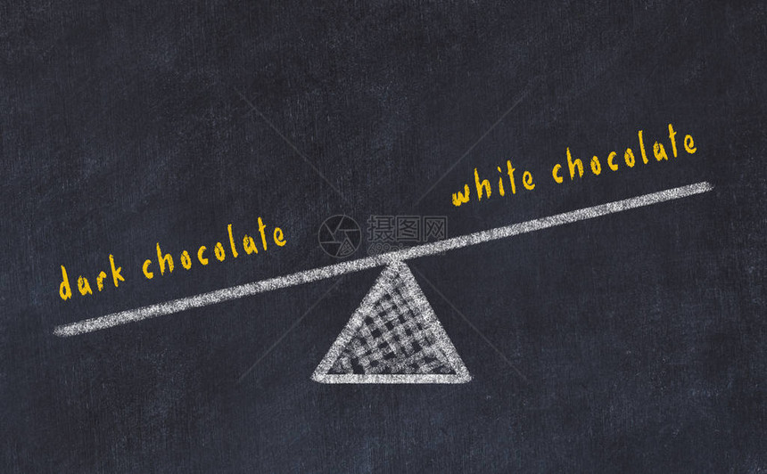 鳞片的黑板草图黑巧克力和白巧克力之图片