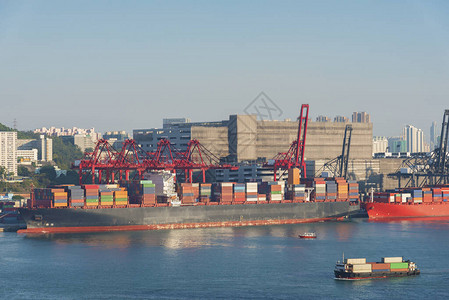 香港卡多港的货船图片