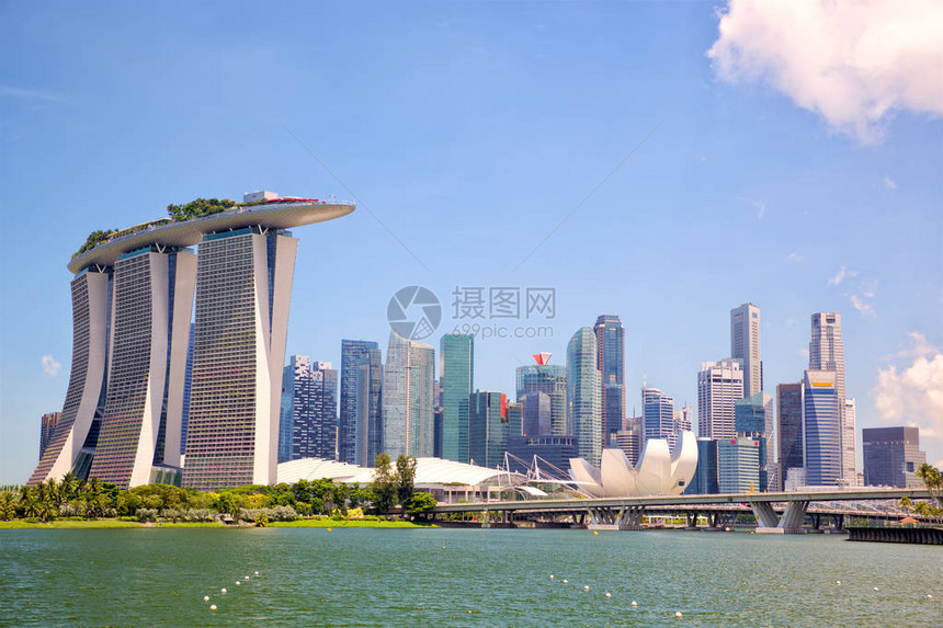 新加坡天际线和滨海湾图片