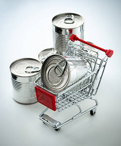 购物车里的罐装食品背景图片
