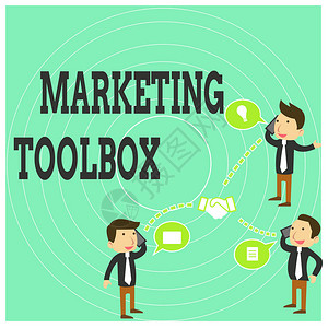 概念手写显示营销工具箱概念意义味着推广产品或服务自动化商人同事电话图片