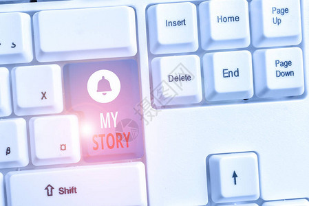写笔记显示我的故事生活中某人发生的事情或况的商业概念白色pc键盘背景图片