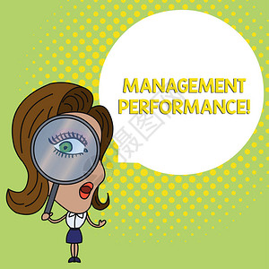 概念手写显示管理能分析概念意义反馈对管理技能和力的女通过放大镜眼图片