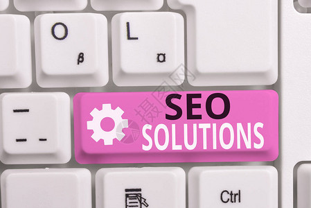 SeoSolutions的书写说明搜索引擎结果页面的商业概念图片