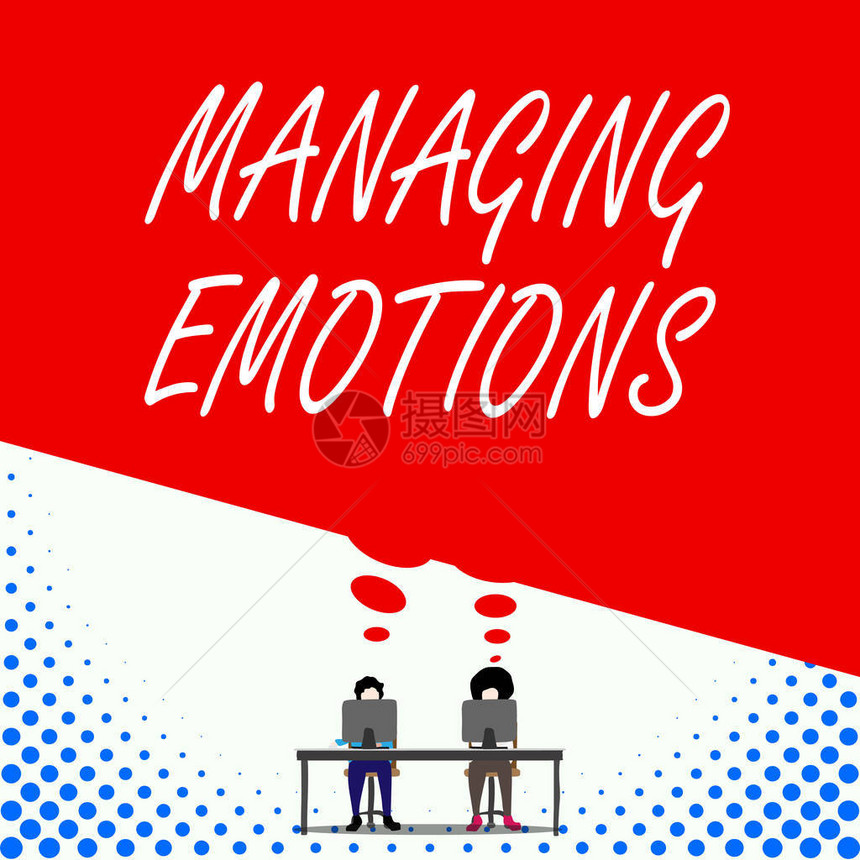 显示管理情绪的文本符号商务照片文本控制自己的情绪保持镇静两个男人坐在桌后图片