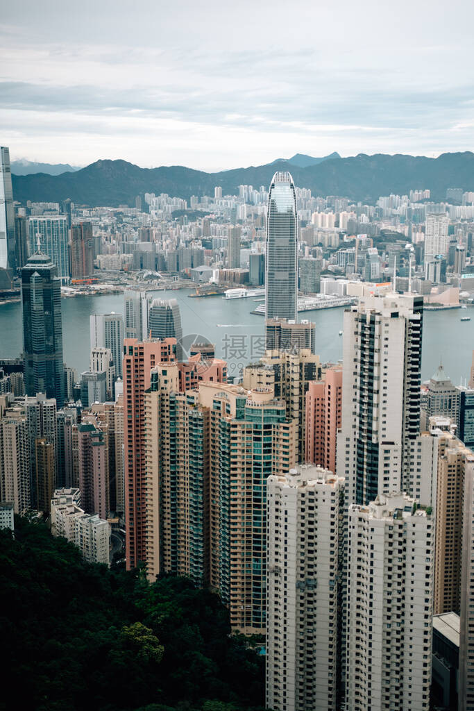 香港城市风景的全景Hong图片
