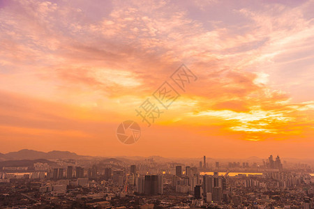 南韩首尔市的美丽景观和城市风景图片