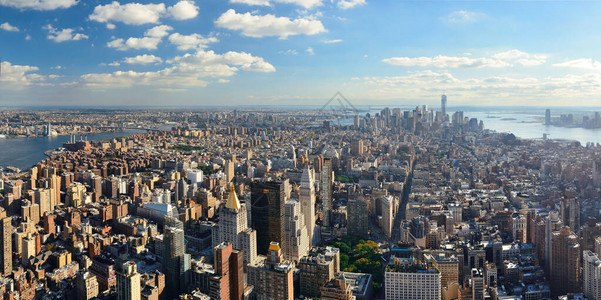 纽约市中心天际线全景图片