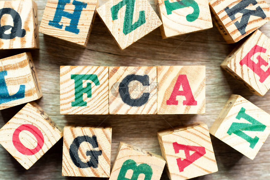 FCA自由承运人的缩写字中的字母块图片