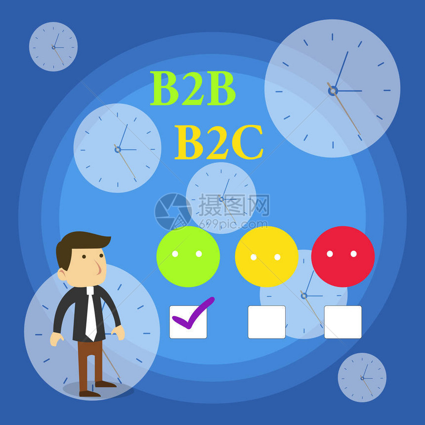 显示B2BB2C的文本符号展示两种类型的商业照片图片