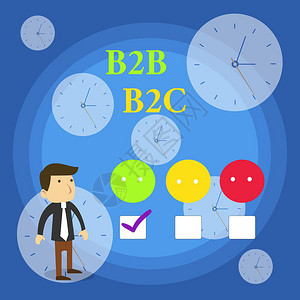 显示B2BB2C的文本符号展示两种类型的商业照片图片