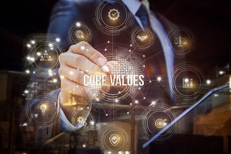 核心价值观画企业核心价值观的概念商人绘制核心背景
