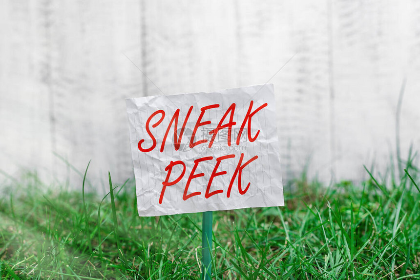 概念手写显示SneakPeek在正式向公众展示或发布之前看到的概念意义粘贴在草图片