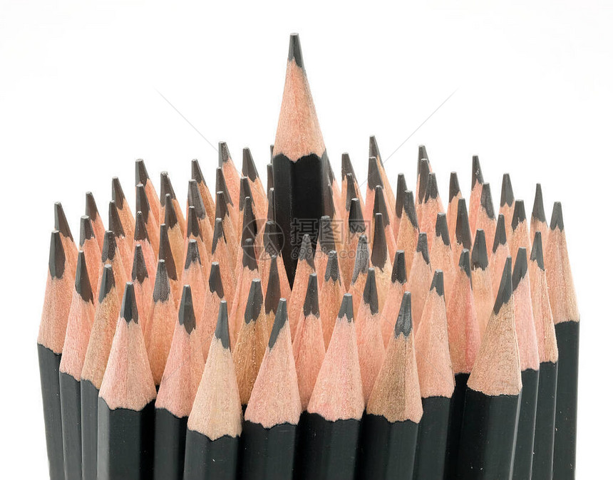 黑铅笔的白色背景在众人概图片