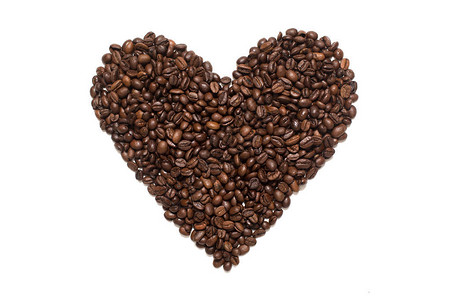 咖啡豆心脏形状白色图片