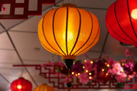 唐人街的新年灯笼背景图片