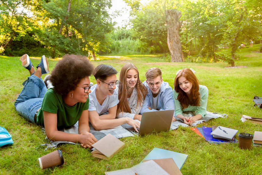 户外学习的大学生图片