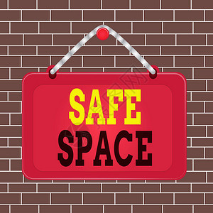 显示安全空间的文本符号展示您免受伤害或危险的地方或房间的商业照片板固定钉框串条纹彩色背景图片