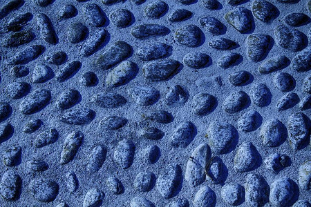 蓝色漂亮的鹅卵石背景图像圆形岩石纹理图片