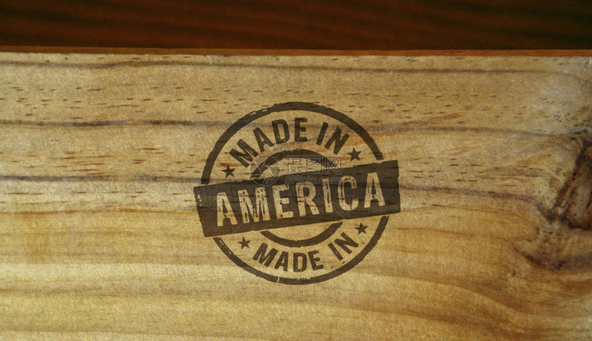 美国制造的邮票印在木盒上工厂制造和图片