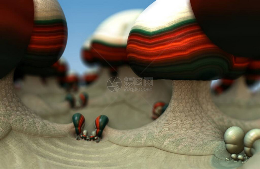 3D分形又一个世界帽子蘑菇森林的仙子3图片