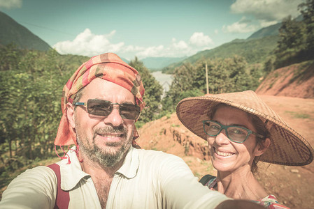 撤侨俯瞰南欧河谷老挝在东南亚的旅游目的地背景