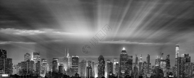 纽约市曼哈顿市中心黄昏时段图片