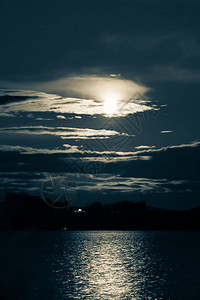 满月的光亮部分被云蒙蔽了图片