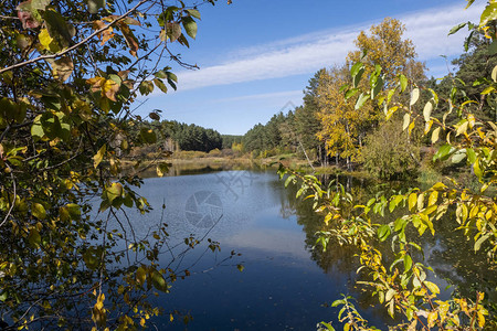 秋天森林湖的看法秋天风景图片