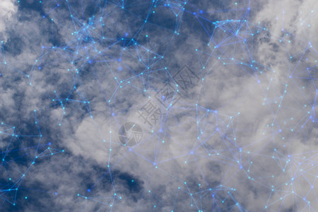 具有天空自然背景的云存储与技术网络服务器在线数字图片