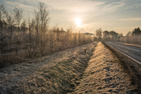 在寒冷的清晨道路图片