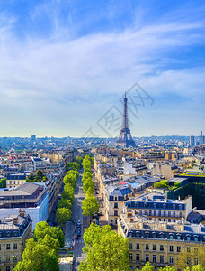 Eiffel铁塔和巴黎的景象背景图片