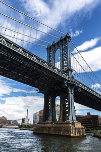 从美国纽约市东河看曼哈顿大桥图片