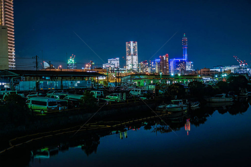 夜景的横滨港和横滨港未来图片
