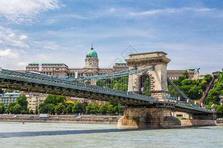 布达佩斯与链桥和城堡的城市景观布达佩斯市的旅游部分城市景图片