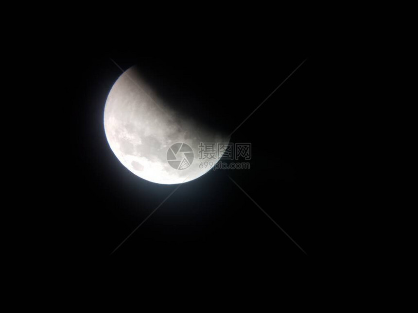 月球的月食与的阴影和陨石坑图片